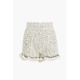 Metallic boucle-knit cashmere-blend shorts