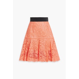 Cotton-blend corded lace mini skirt