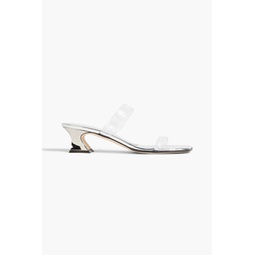 Flaminia PVC and mirrored-leather mules