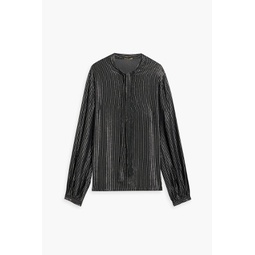 Pinstriped metallic silk-blend jacquard blouse