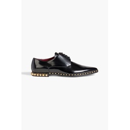 Studded polished-leather derby shoes