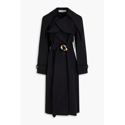 Belted cotton-blend faille trench coat