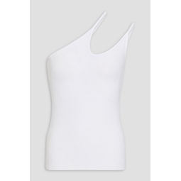 One-shoulder ribbed jersey top