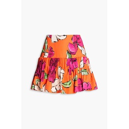 Niki pleated floral-print cotton-poplin mini skirt