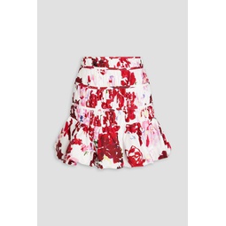 La Vie pleated floral-print cotton mini skirt
