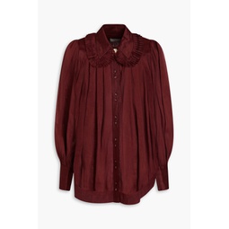 Idealist pleated linen and silk-blend blouse