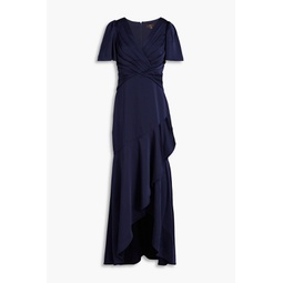 Ruffled pleated satin gown