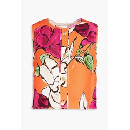 Bessie cropped floral-print linen-blend top