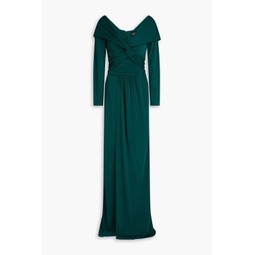 Twist-front draped jersey gown