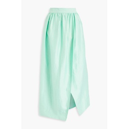 Mirabelle wrap-effect linen-blend maxi skirt