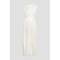 Aldona pleated silk-satin bridal gown