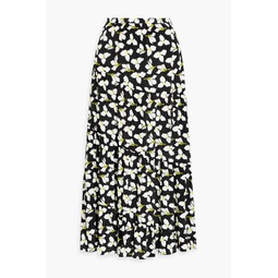 Venice tiered floral-print crepe midi skirt