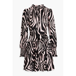 Kali tiered zebra-print jacquard mini dress