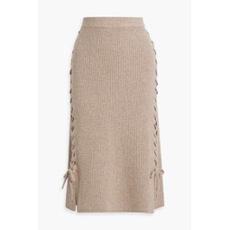 Lace-up merino wool-blend midi skirt