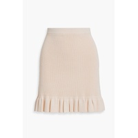 Ruffled stretch-knit mini skirt