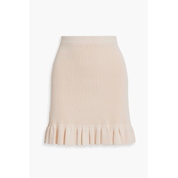 Ruffled stretch-knit mini skirt