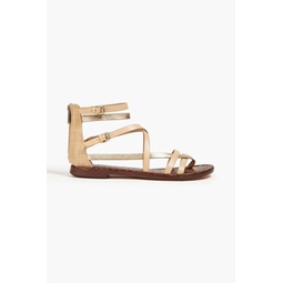 Gibbs leather and faux raffia sandals