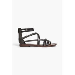 Gibbs leather and faux raffia sandals