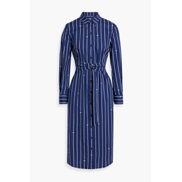 Striped cotton-blend poplin midi shirt dress