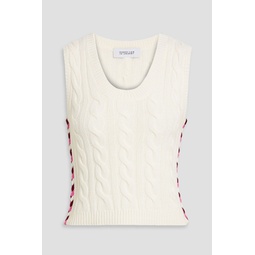 Yuna embroidered cable-knit wool vest