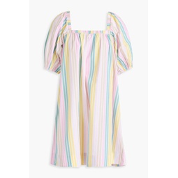 Striped cotton-poplin mini dress