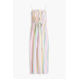 Striped cotton-poplin midi dress