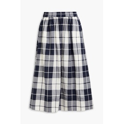 Checked cotton-poplin skirt