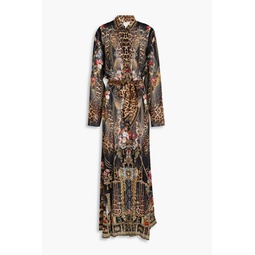 Embellished printed silk-chiffon maxi dress