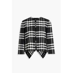 Draped checked wool-blend jacket