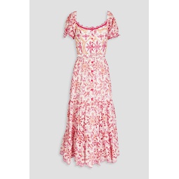Lana tiered broderie anglaise cotton-blend midi dress