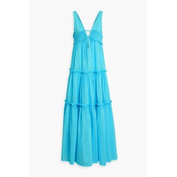 Myla shirred cotton and silk-blend voile maxi dress