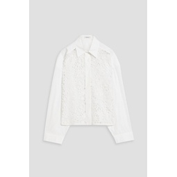 Cotton-blend poplin and guipure lace shirt
