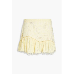 Eliza broderie anglaise-paneled macrame lace mini skirt