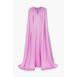 Hudson cape-effect satin-crepe gown
