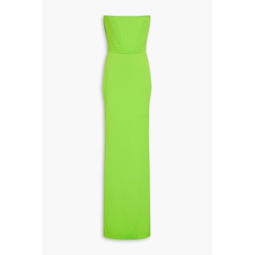 Strapless neon satin-crepe gown