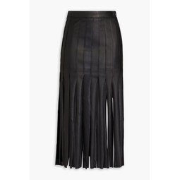 The Gladiator fringed leather midi skirt