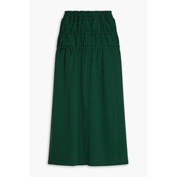 The Shirred twill midi skirt