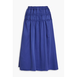 The Shirred Lyocell-blend twill midi skirt