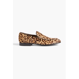 Leopard-print calf hair loafers