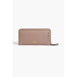 Rockstud pebbled-leather wallet