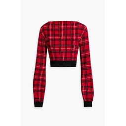 Checked jacquard-knit wool sweater