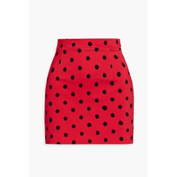 Polka-dot crepe mini skirt