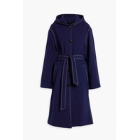 Topstitched wool-blend felt hooded coat