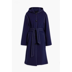 Topstitched wool-blend felt hooded coat