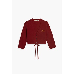 Cropped logo-embroidered cashmere cardigan
