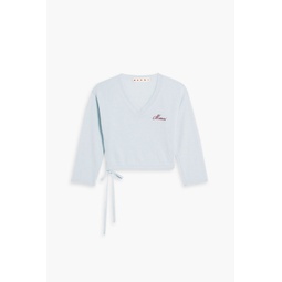 Cropped logo-embroidered cashmere sweater