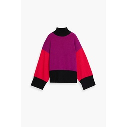 Color-block cashmere turtleneck sweater