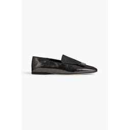 sr1 05 embellished metallic suede collapsible-heel loafers