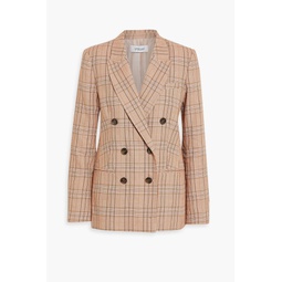 Checked linen-blend tweed blazer
