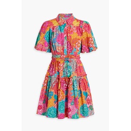 Doha printed cotton-blend poplin mini shirt dress
